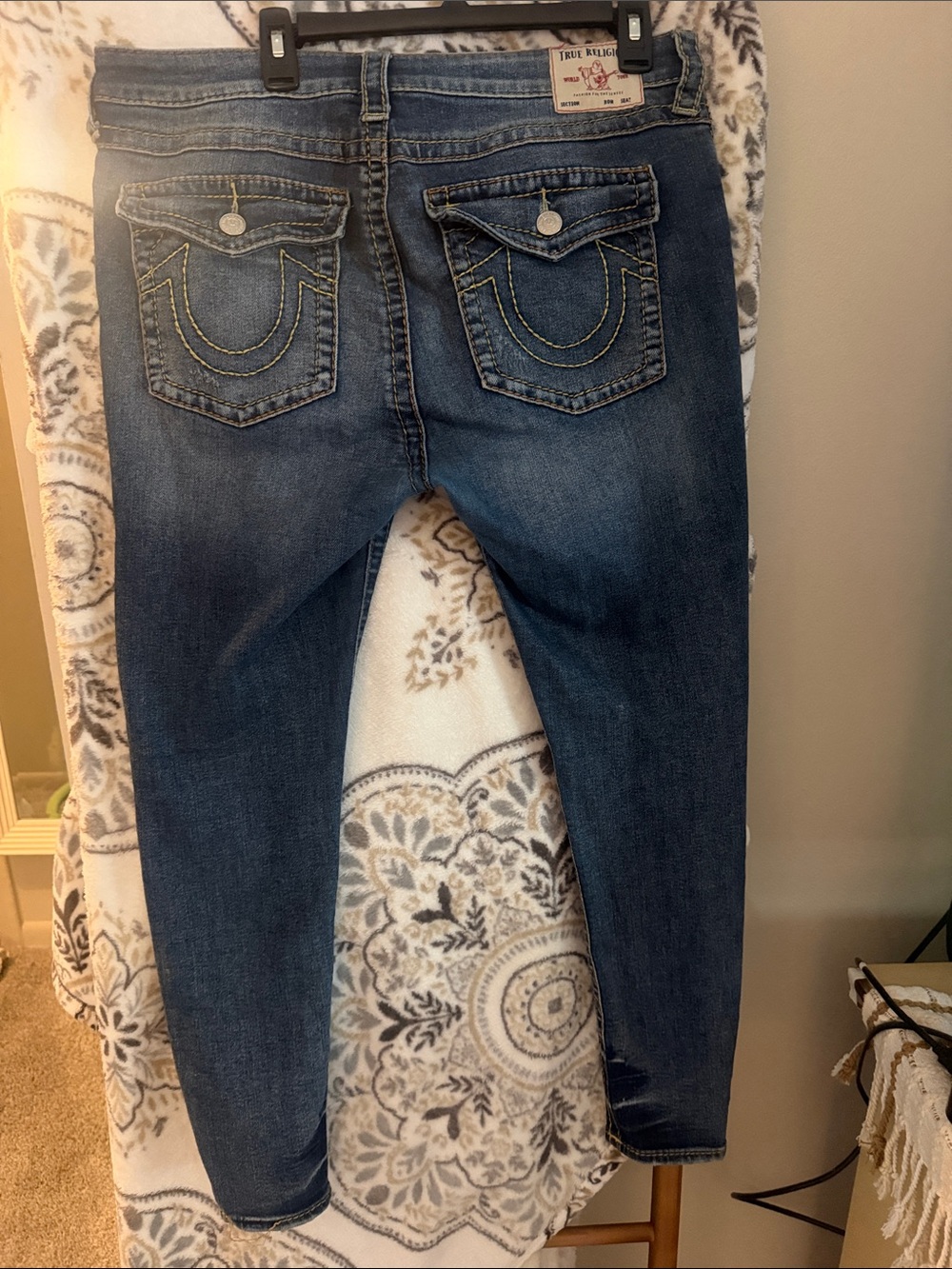 True Religion Women's Indigo Skinny Jeans with Contrast Stitching